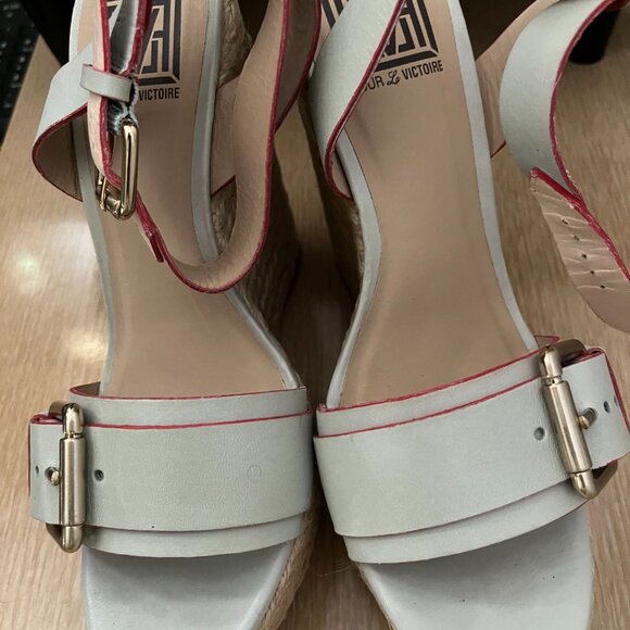 EUC Pour La Victoire Jaclyn Espadrille High Platform Wedge Leather (8) Brazilian - Picture 6 of 7